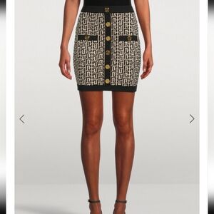 Balmain Black and Gold Geometric Mini Skirt